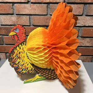 Beistle Creations 15” Art Tissue Paper Turkey Centerpiece For Thanksgiving 1984